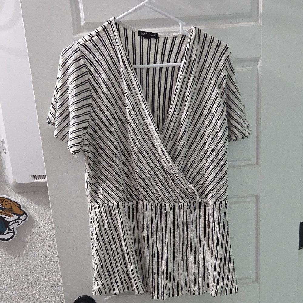 Lane Bryant Black and White Striped Top